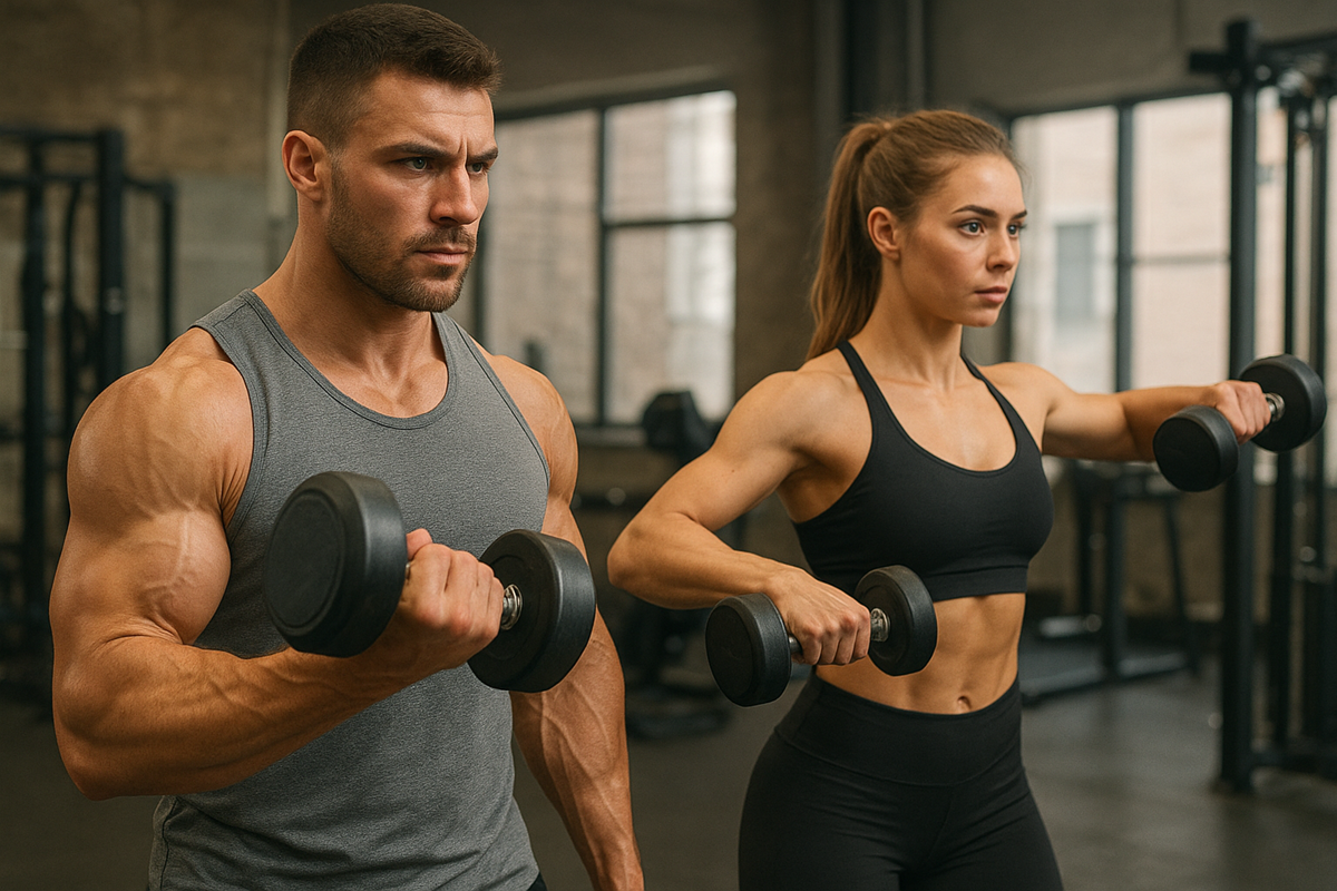 Bodybuilder en fitness vrouw aan trainen